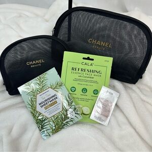Face masks with cosmetic pouches